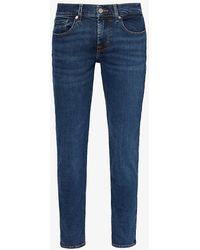 7 For All Mankind - Slimmy Slim-fit Tapered-leg Stretch-denim Jeans - Lyst