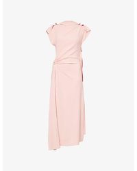 Victoria Beckham - Draped Asymmetric Stretch-Woven Midi Dress - Lyst