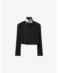 Dries Van Noten - Bosea Cropped Embroidered Wool Blazer - Lyst