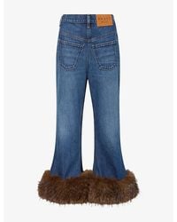 A.W.A.K.E. MODE - Cropped Flared Faux-Fur Trim Jeans - Lyst