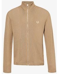 Fred Perry - Logo-embroidered Funnel-neck Cotton Knitted Jumper - Lyst
