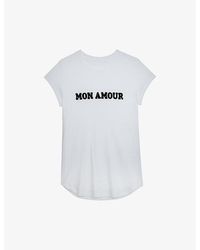 Zadig & Voltaire - Woop Slogan-print Short-sleeved Organic-cotton T-shirt - Lyst