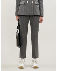 Sandro Jena Pinstripe Wool Trousers - Gray