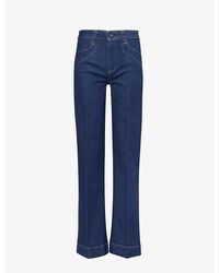 PAIGE - Leenah High-rise Wide-leg Stretch-denim Jeans - Lyst