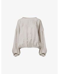 eem - Round-Neck Elasticated-Hem Woven Top - Lyst