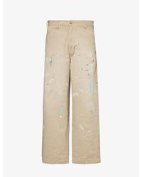 Polo Ralph Lauren - Paint-splattered Mid-rise Wide-leg Cotton-twill Trousers - Lyst