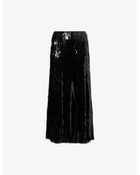 Self-Portrait - Sequin Flared Woven Midi Skirt - Lyst