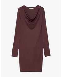 AllSaints - Lilla Cowl-Neck Stretch-Jersey Bodycon Mini Dress - Lyst