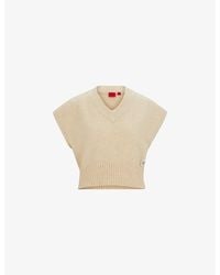 HUGO - Relaxed-Fit V-Neck Knitted Top - Lyst