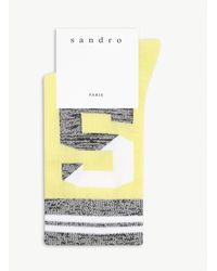 Sandro Metallic Logo Cotton-blend Socks - Yellow