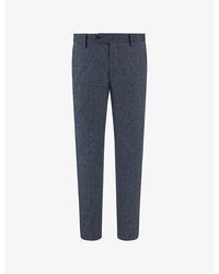 BOGGI - Straight Slim-Fit Stretch Cotton And Linen-Blend Trousers - Lyst