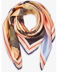 Aspinal of London - Graphic-print Branded Silk Scarf - Lyst