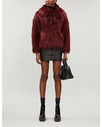 TOPSHOP Luxe Faux Fur Coat - Red