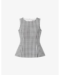 Ro&zo - Gingham Sleeveless Stretch-Cotton Top - Lyst