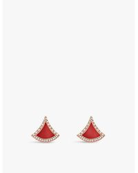 BVLGARI - Divas' Dream 18Ct Rose- 0.10Ct Diamond And Carnelian Earrings - Lyst