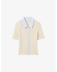 Claudie Pierlot - Ribbed Contrast-Trim Knitted Cardigan - Lyst
