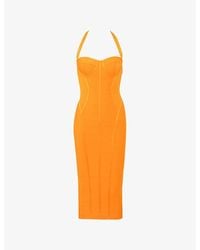 House Of Cb A-Line Halter Dress in Brown | Lyst
