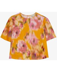 Ted Baker - Hitaku Floral-print Woven Top - Lyst