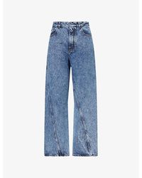 Alaïa - Twisted Straight-Leg Denim Jeans - Lyst