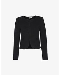 Whistles - Cotton Jersey Collarless Cropped Jacket, Size: - Lyst