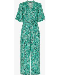 Whistles - Floral-print Flutter-sleeve Woven Jumpsuit - Lyst