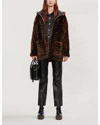 Sandro Leopard-print Shearling Jacket - Black