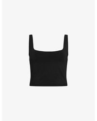 AllSaints - Anie Square-neck Cropped Stretch-woven Cami - Lyst