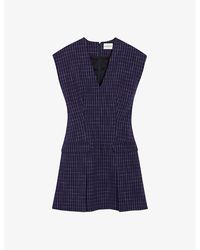 Claudie Pierlot - Check-pattern V-neck Woven Mini Dress - Lyst