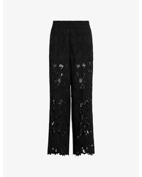 AllSaints - Charli Lace-embroidered Elasticated-waist Woven Trousers - Lyst