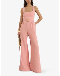 Reiss Inez Side-Stripe Woven Jumpsuit in Orange | Lyst