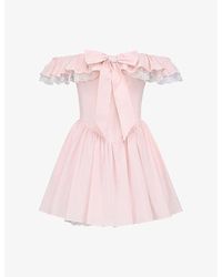 House Of Cb - Jaide Floral-Print Off-Shoulder Stretch-Cotton Mini Dress Xs (A-C Cup) - Lyst