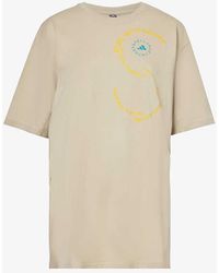 adidas By Stella McCartney - Brand-print Round-neck Organic-cotton T-shirt - Lyst