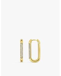 Thomas Sabo - Oval 18Ct-Plated Sterling- And Zirconia Hoop Earrings - Lyst