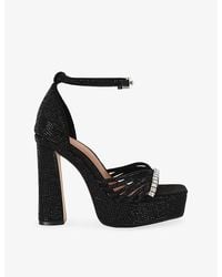 Kurt Geiger - Crystal-Strap Platform-Heel Woven Sandals - Lyst