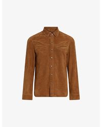 AllSaints - Welt-pocket Regular-fit Suede Shirt X - Lyst
