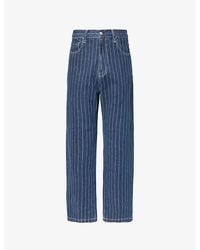 Carhartt - Orlean Pin-striped Wide-leg Relaxed-fit Jeans - Lyst