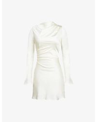 House Of Cb - Lulu Flute Long-Sleeve Satin Mini Dress - Lyst
