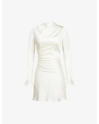 House Of Cb - Lulu Flute Long-Sleeve Satin Mini Dress - Lyst