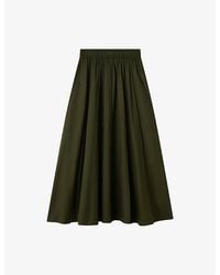 JOSEPH - Manar Elasticated-Waist Cotton-Sateen Midi Skirt - Lyst