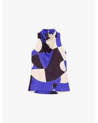 Ro&zo - Cowl-Neck Abstract-Print Woven Top - Lyst