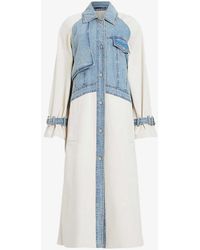 AllSaints - Dayly Denim-panel Relaxed-fit Stretch Organic-cotton Trench - Lyst