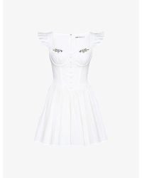 House Of Cb - Sisi Floral-Embroidered Stretch-Cotton Mini Dress - Lyst