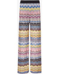 Missoni - Chevron-stripe Wide-leg Mid-rise Knitted Trousers - Lyst