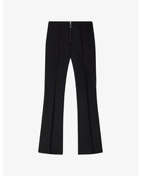 Sandro - Seam-Detail Flared-Leg High-Rise Stretch Cotton-Blend Trousers - Lyst