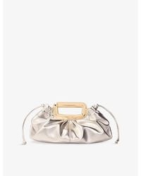 Maje - Top-Handle Metallic Leather Clutch Bag - Lyst