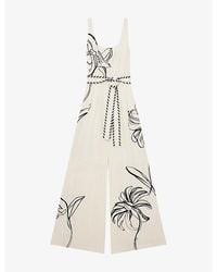 Reiss - Nybg Kinsley Floral-Print Wide-Leg Woven Jumpsuit - Lyst