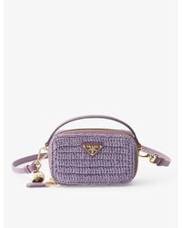 Prada - Crochet And Leather Mini Pouch - Lyst