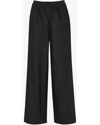 Whistles - Lindsey Elasticated-waist High-rise Cotton And Linen-blend Trousers - Lyst