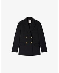 Sandro - Double-Breasted Peak-Lapel Wool Blazer - Lyst