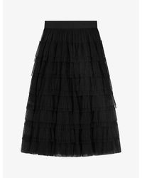 Maje - Josepha Ruffle-Tiered Tulle Midi Skirt - Lyst